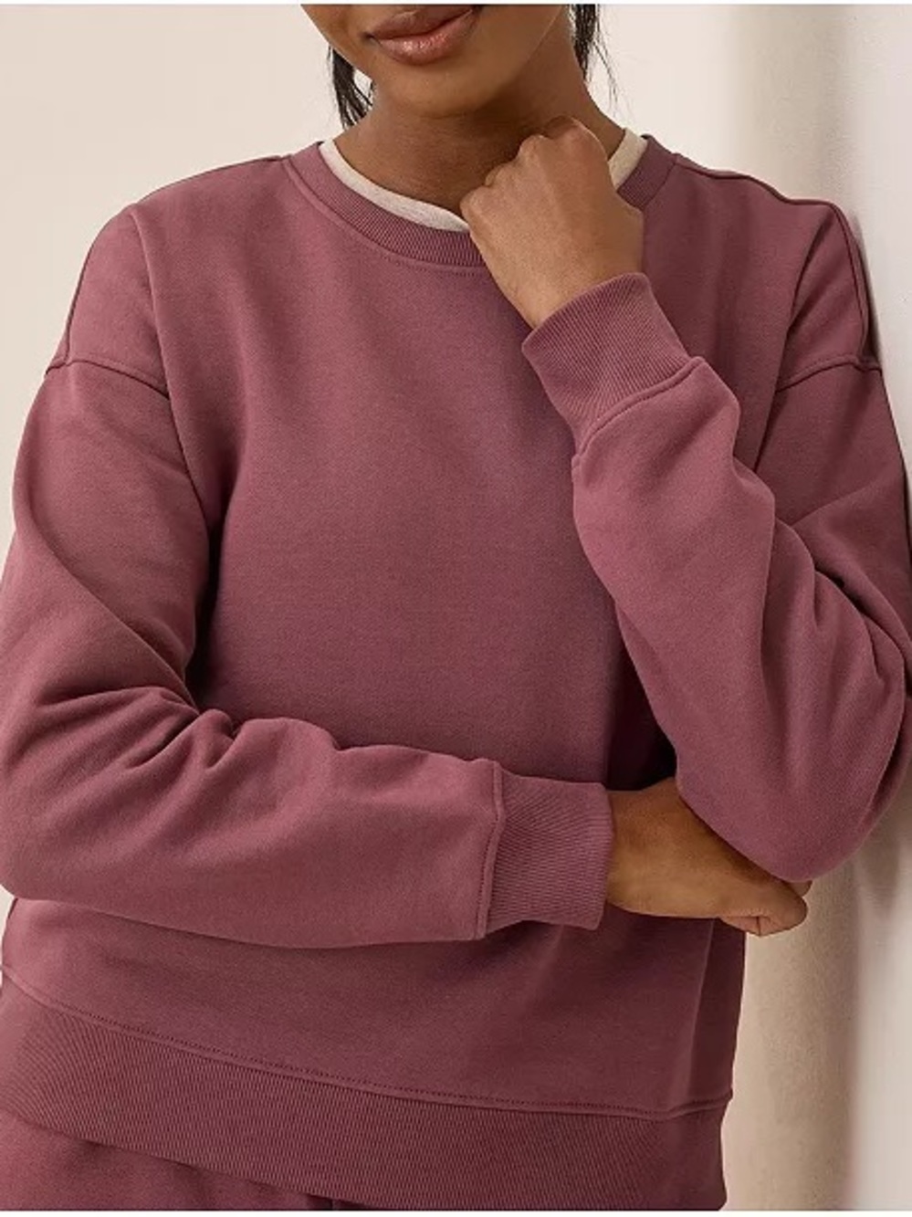 Women's Pact Organic Cotton Cloud Brushed Fleece‎ Crewneck Sweatshirt Mauve
